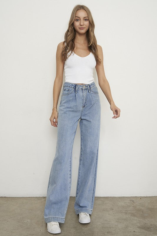 High Rise Light Wash Straight Jeans