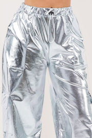 Metallic Parachute Cargo Pants