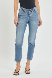 Mid Rise Front Fold Jean
