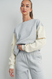 Cargo Sleeve Contrast Sweatshirt