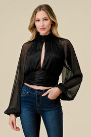 Front Cut Out High Neck Top