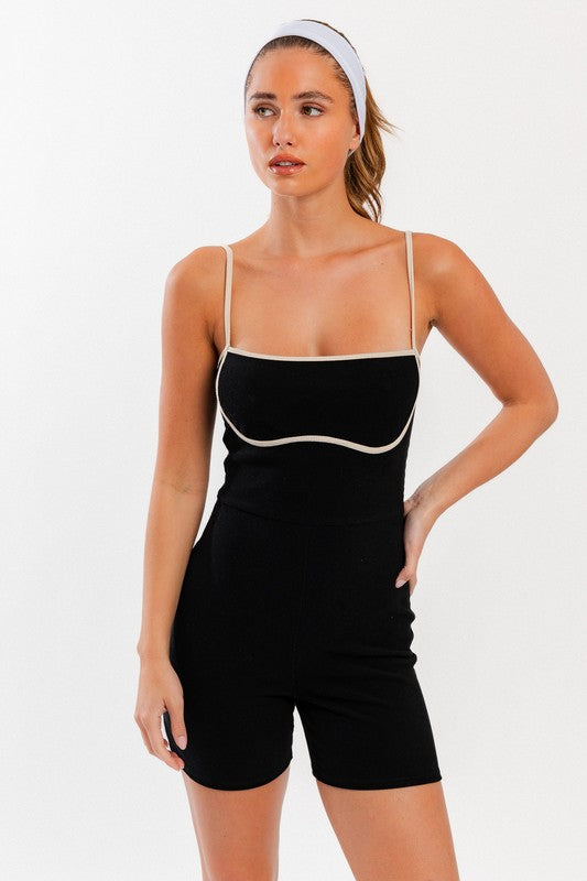 Contrast Ribbed Romper