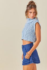 Multi-Color Turtleneck Cropped Sweater Top