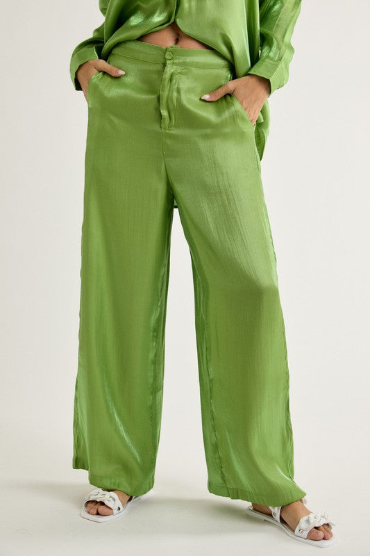 Apple Green Satin Pants
