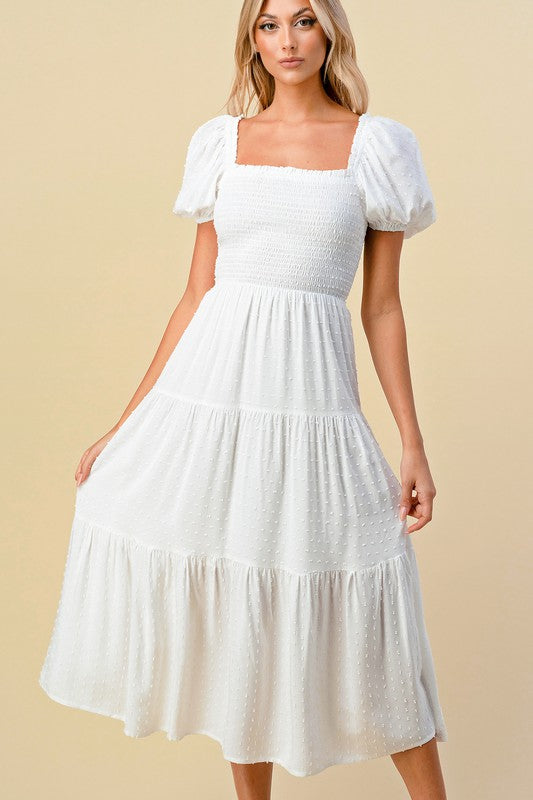 Polka Dot Cotton Knit Midi Dress