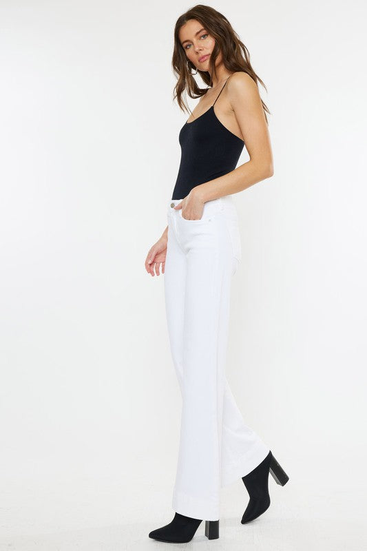 KanCan Mid Rise White Holly Flare Jeans