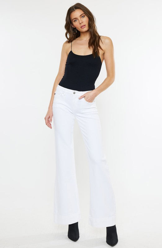 KanCan Mid Rise White Holly Flare Jeans
