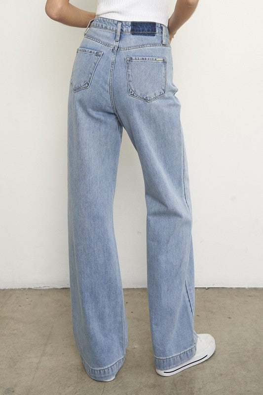 High Rise Light Wash Straight Jeans